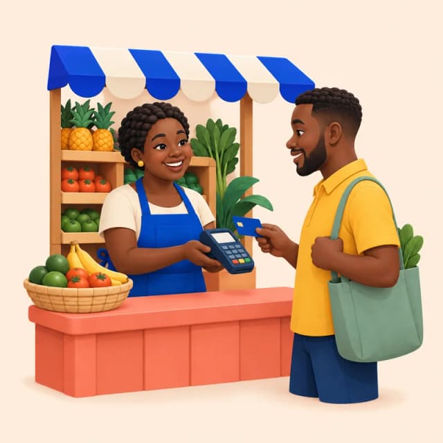 Une commerçante accepte le paiement par carte